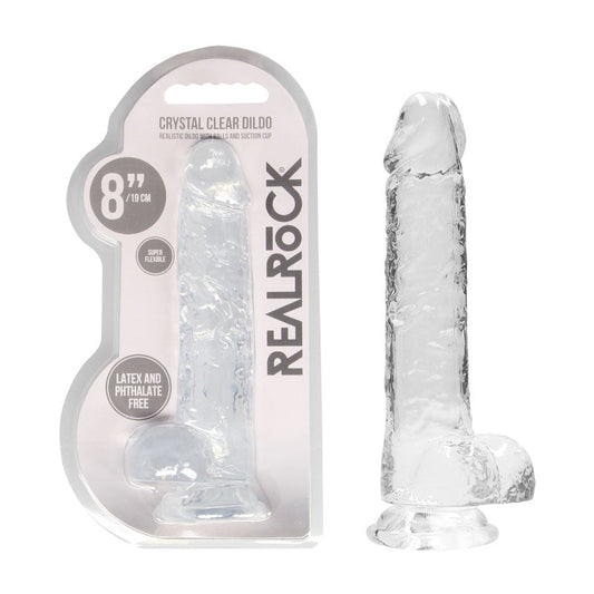 RealRock 8'' Realistic Dildo With Balls - Clear 20.3 cm Dong