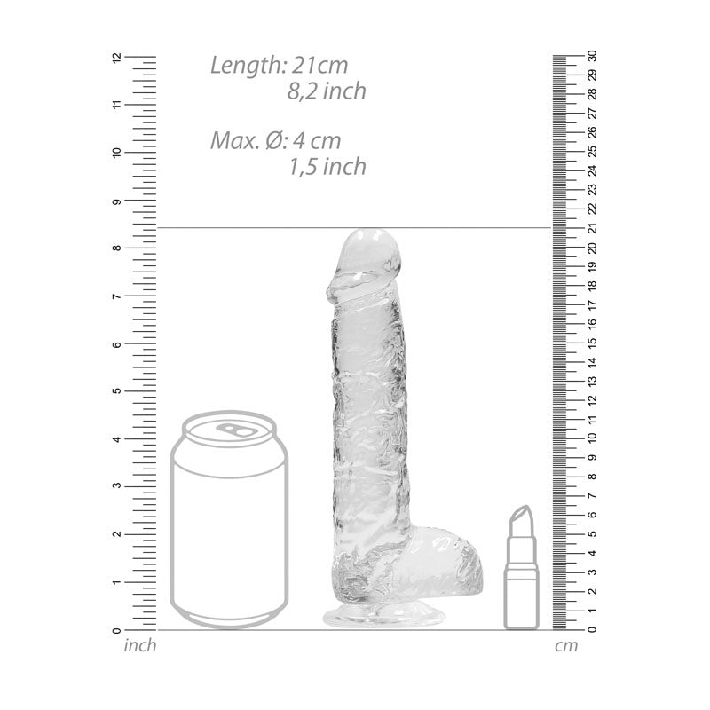 RealRock 8'' Realistic Dildo With Balls - Clear 20.3 cm Dong