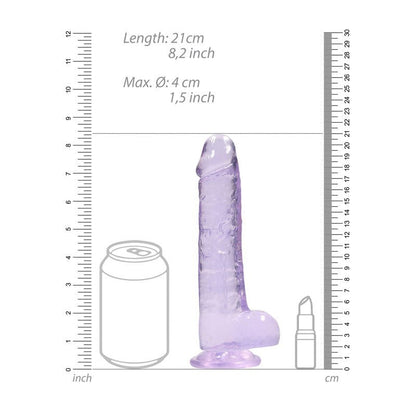 RealRock 8'' Realistic Dildo With Balls - Purple 20.3 cm Dong