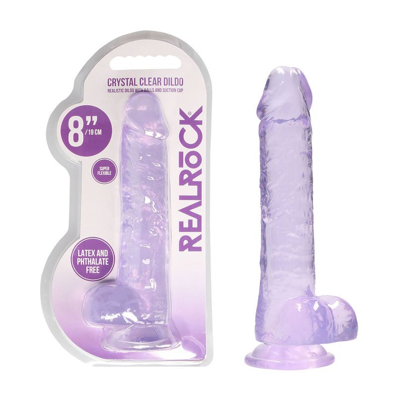 RealRock 8'' Realistic Dildo With Balls - Purple 20.3 cm Dong