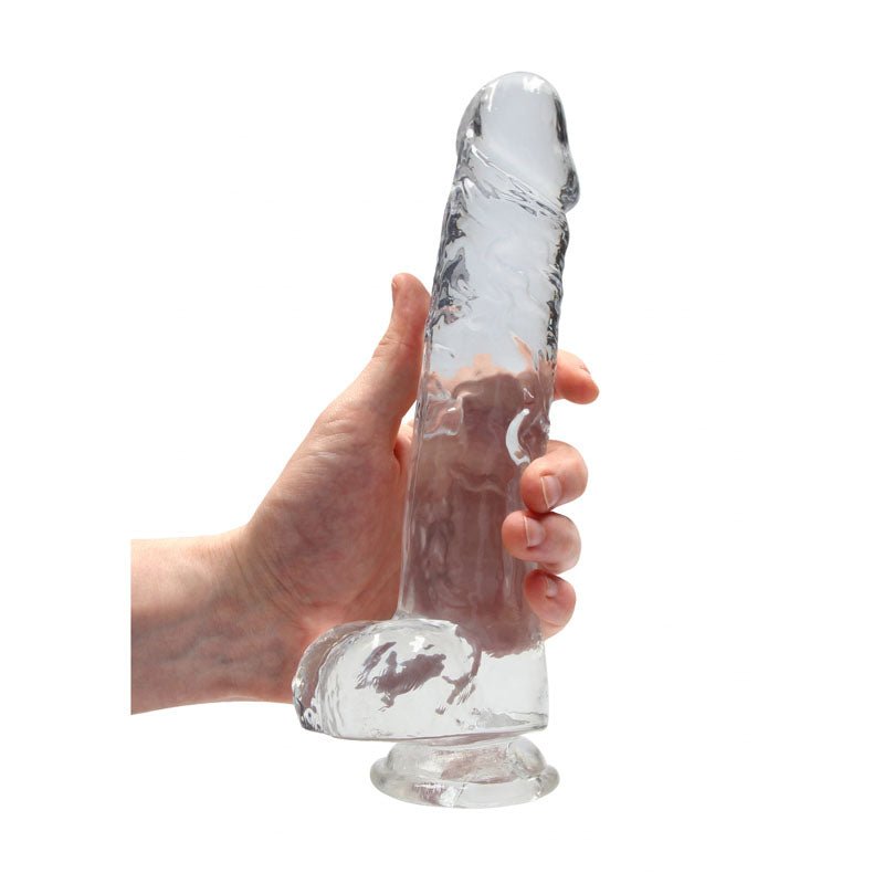 RealRock 9'' Realistic Dildo With Balls Clear 22.9 cm Dong