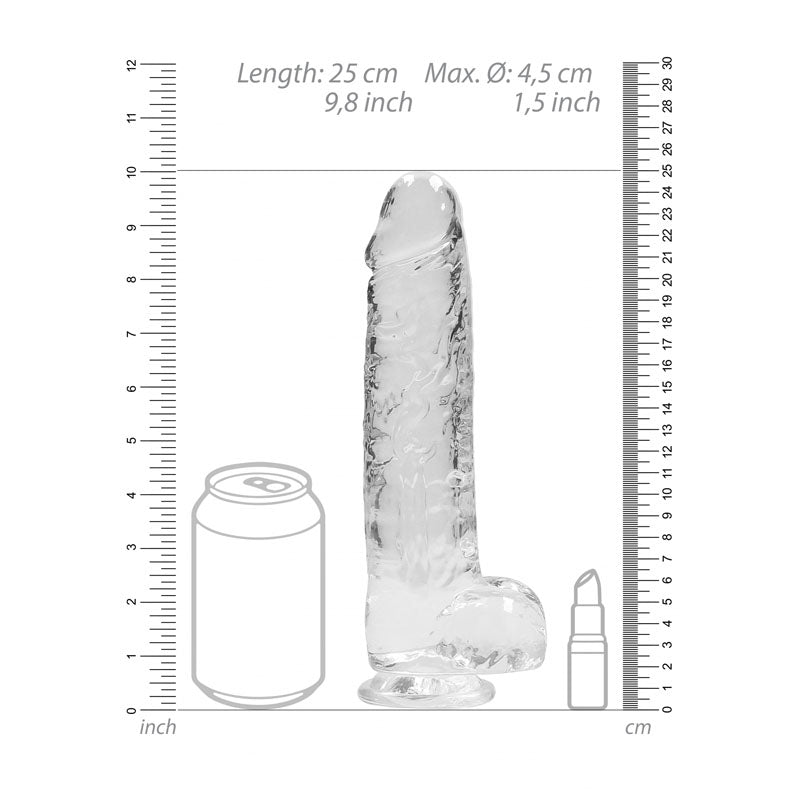 RealRock 9'' Realistic Dildo With Balls Clear 22.9 cm Dong