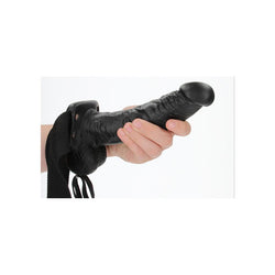 REALROCK Hollow Strapon with Balls - 18 cm Black - Black 18 cm Hollow Strap-On