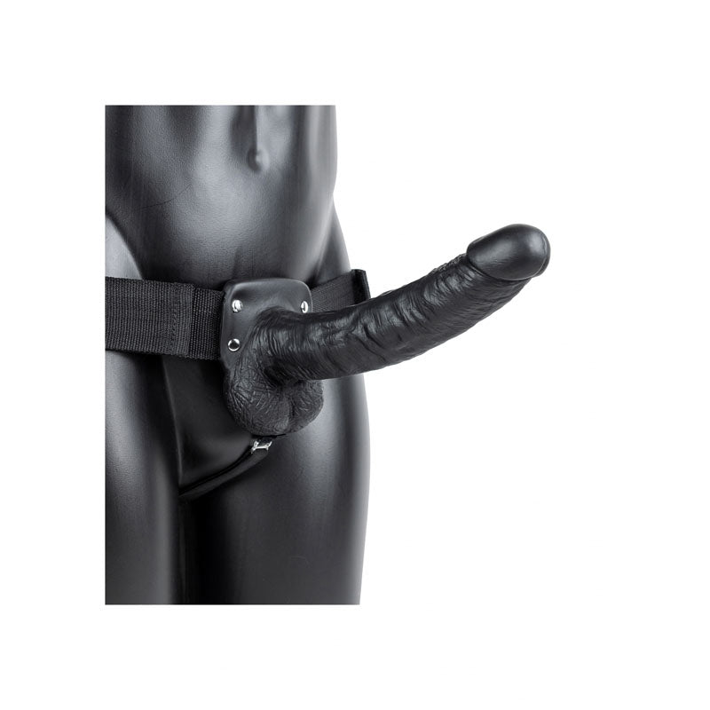 REALROCK Hollow Strapon with Balls - 23 cm Black - Black 23 cm Hollow Strap - On