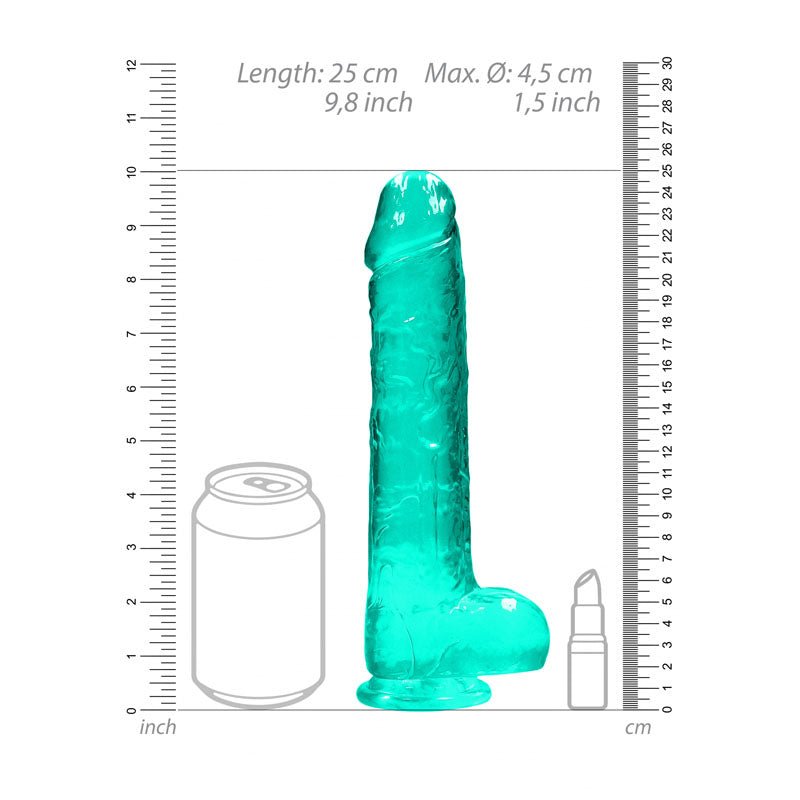 REALROCK Realistic Dildo With Balls 9IN Turquoise