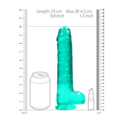 REALROCK Realistic Dildo With Balls 9IN Turquoise