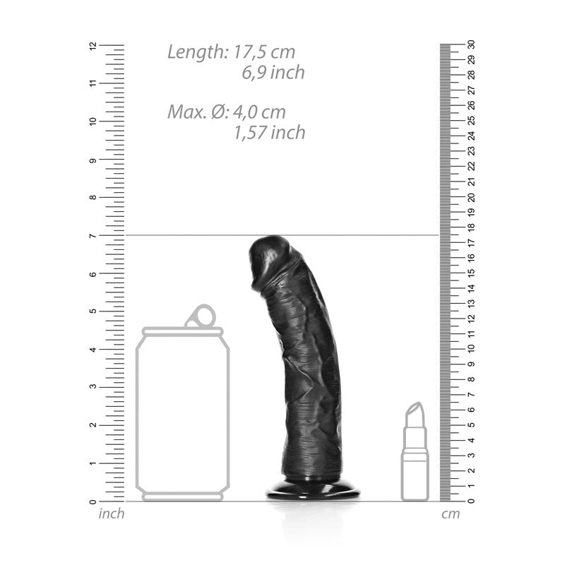 REALROCK Realistic Regular Curved Dildo with Suction Cup - 15.5 cm - Black 15.5 cm (6'') Dong