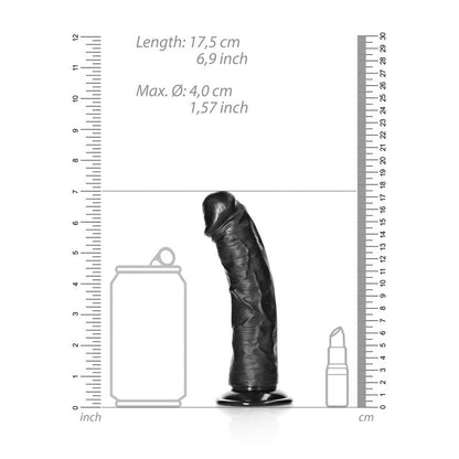 REALROCK Realistic Regular Curved Dildo with Suction Cup - 15.5 cm - Black 15.5 cm (6'') Dong