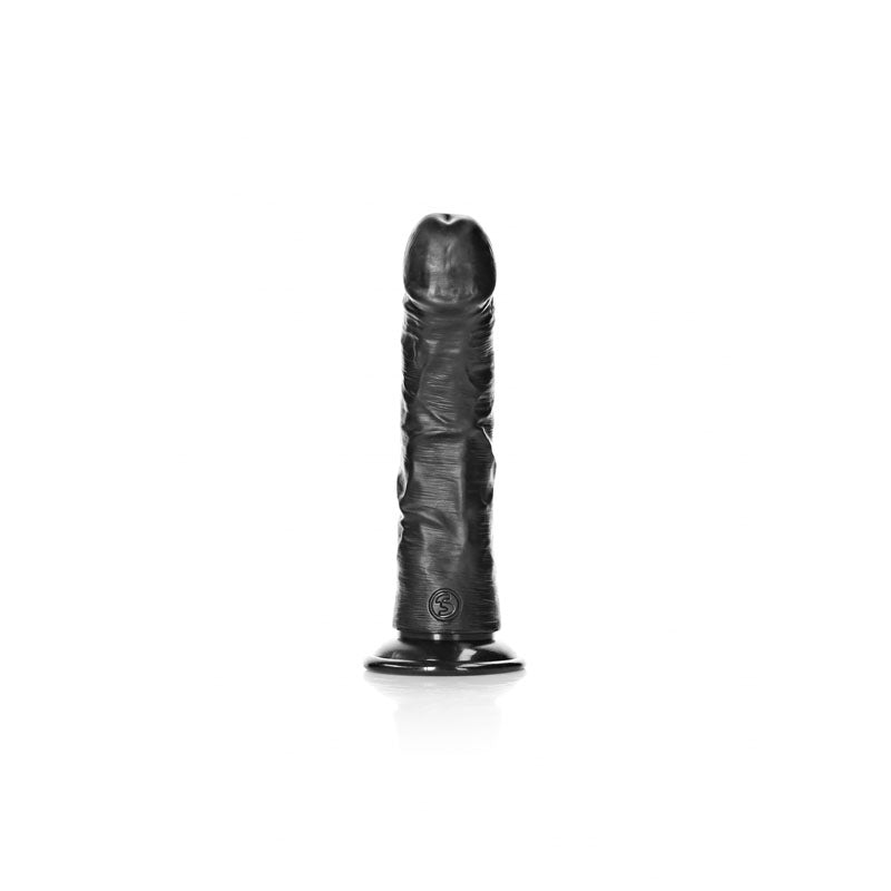 REALROCK Realistic Regular Curved Dildo with Suction Cup - 15.5 cm - Black 15.5 cm (6'') Dong