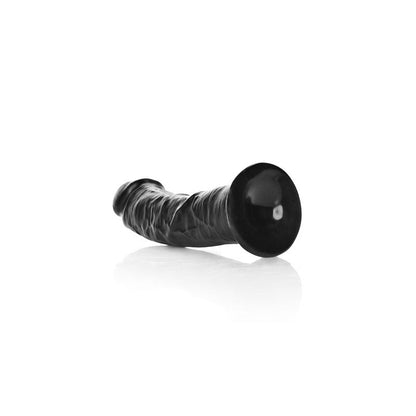 REALROCK Realistic Regular Curved Dildo with Suction Cup - 15.5 cm - Black 15.5 cm (6'') Dong