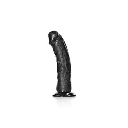 REALROCK Realistic Regular Curved Dildo with Suction Cup - 15.5 cm - Black 15.5 cm (6'') Dong