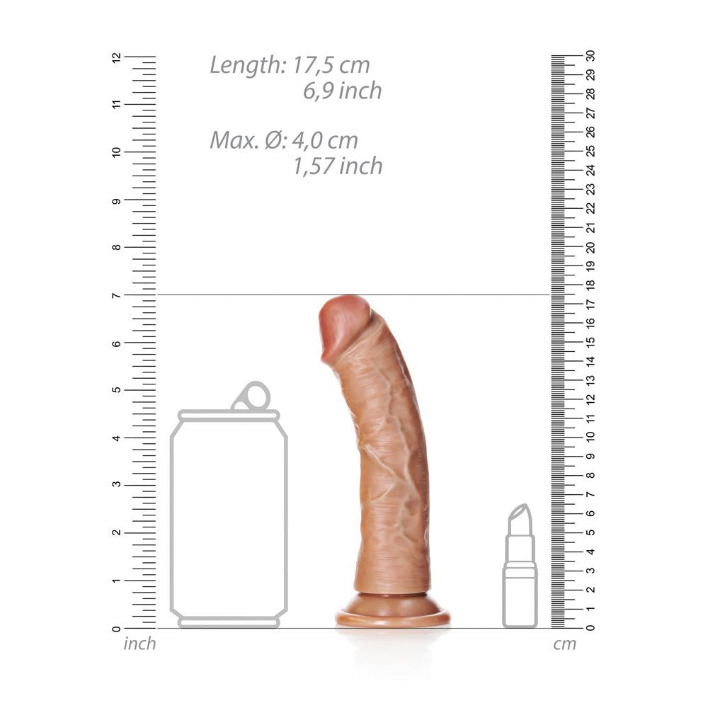 REALROCK Realistic Regular Curved Dildo with Suction Cup - 15.5 cm Tan