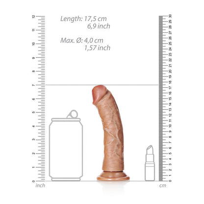 REALROCK Realistic Regular Curved Dildo with Suction Cup - 15.5 cm Tan