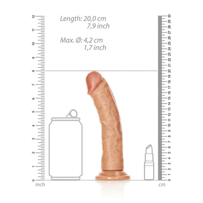 REALROCK Realistic Regular Curved Dildo with Suction Cup - 18 cm Tan