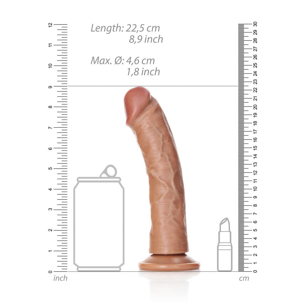 REALROCK Realistic Regular Curved Dildo with Suction Cup - 20 cm Tan