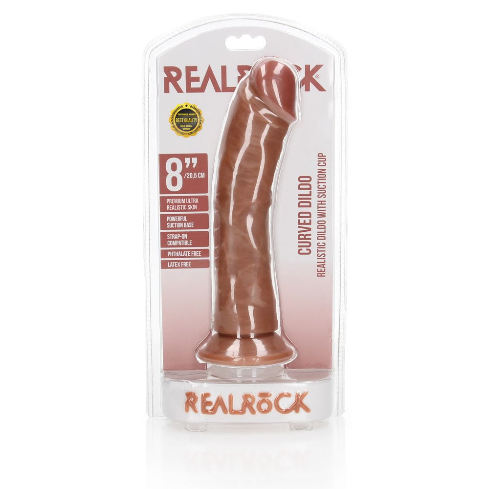 REALROCK Realistic Regular Curved Dildo with Suction Cup - 20 cm Tan