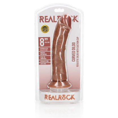 REALROCK Realistic Regular Curved Dildo with Suction Cup - 20 cm Tan