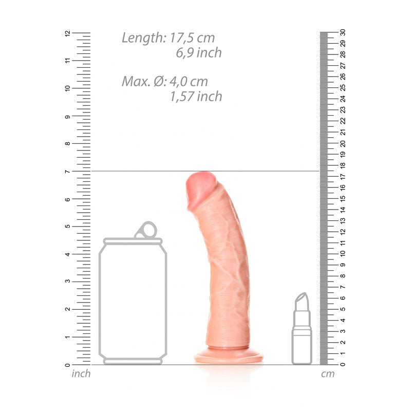 REALROCK Realistic Regular Curved Dildo with Suction Cup Flesh 15.5 cm (6'') Dong