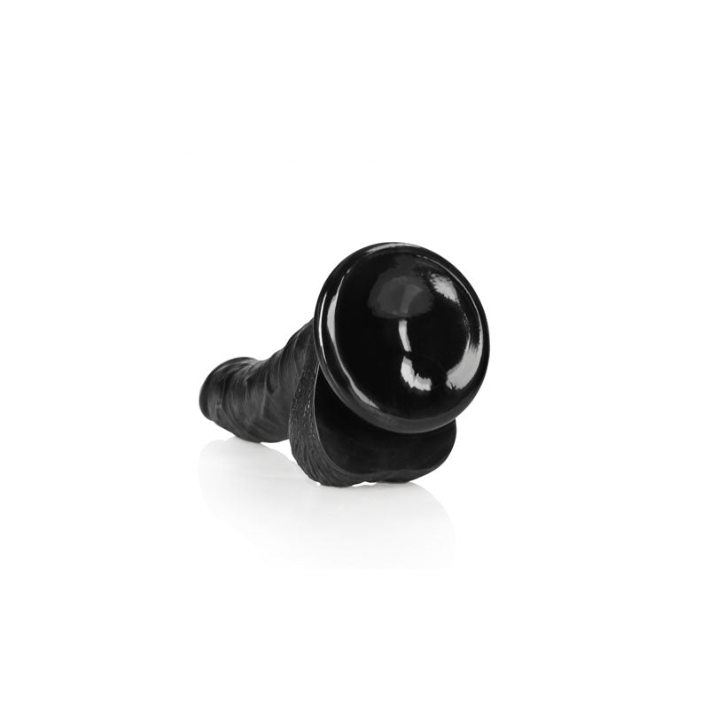 REALROCK Realistic Regular Curved Dong with Balls - 18 cm - Black 18 cm (7'') Dong