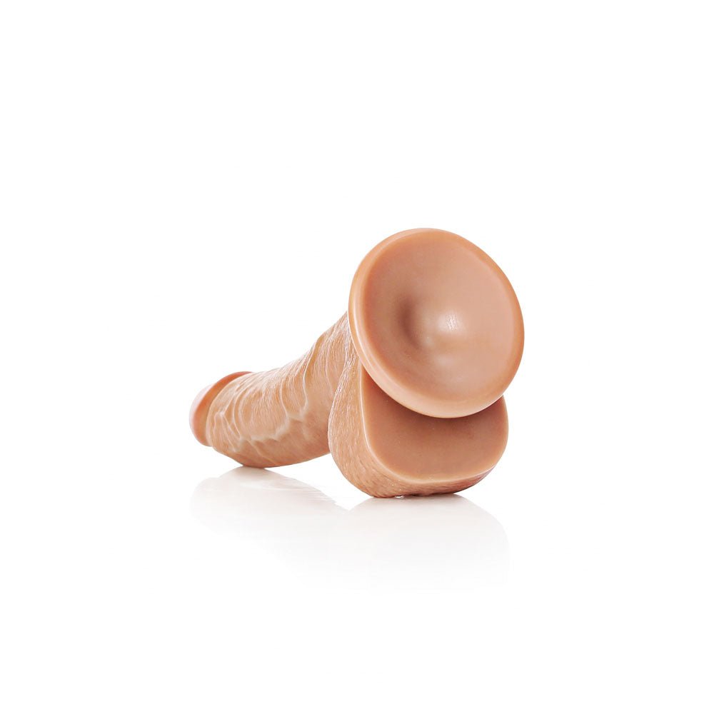 REALROCK Realistic Regular Curved Dong with Balls - 20.5 cm Tan