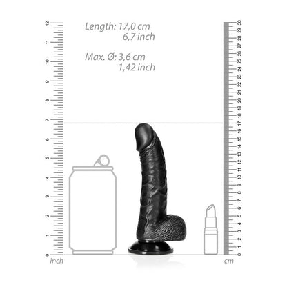 REALROCK Realistic Regular Curved Dong with Balls - Black 15.5 cm (6'') Dong