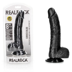 REALROCK Realistic Regular Curved Dong with Balls - Black 20.5 cm (8'') Dong