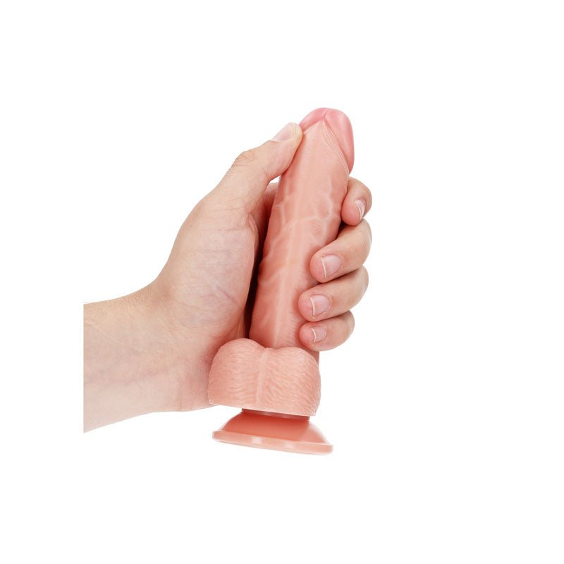 REALROCK Realistic Regular Curved Dong with Balls - Flesh 15.5 cm (6'') Dong