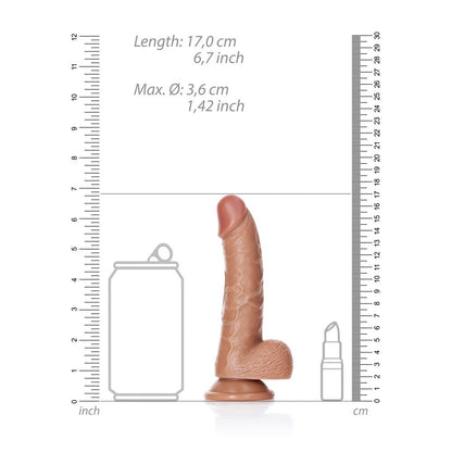 REALROCK Realistic Regular Curved Dong with Balls - Tan 15.5 cm (6'') Dong