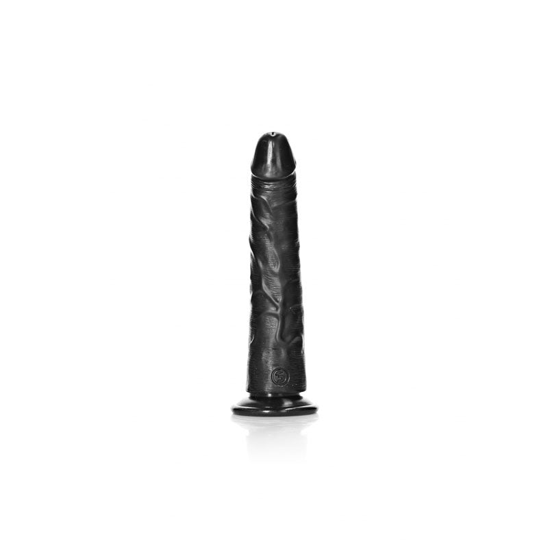 REALROCK Realistic Slim Dildo with Suction Cup - 18cm - Black 18 cm (7'') Dong