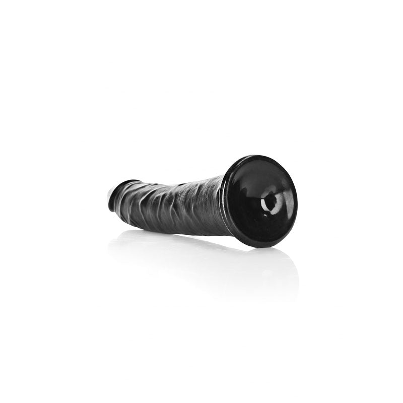 REALROCK Realistic Slim Dildo with Suction Cup - 18cm - Black 18 cm (7'') Dong