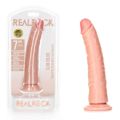 REALROCK Realistic Slim Dildo with Suction Cup - 18cm - Flesh 18 cm (7'') Dong