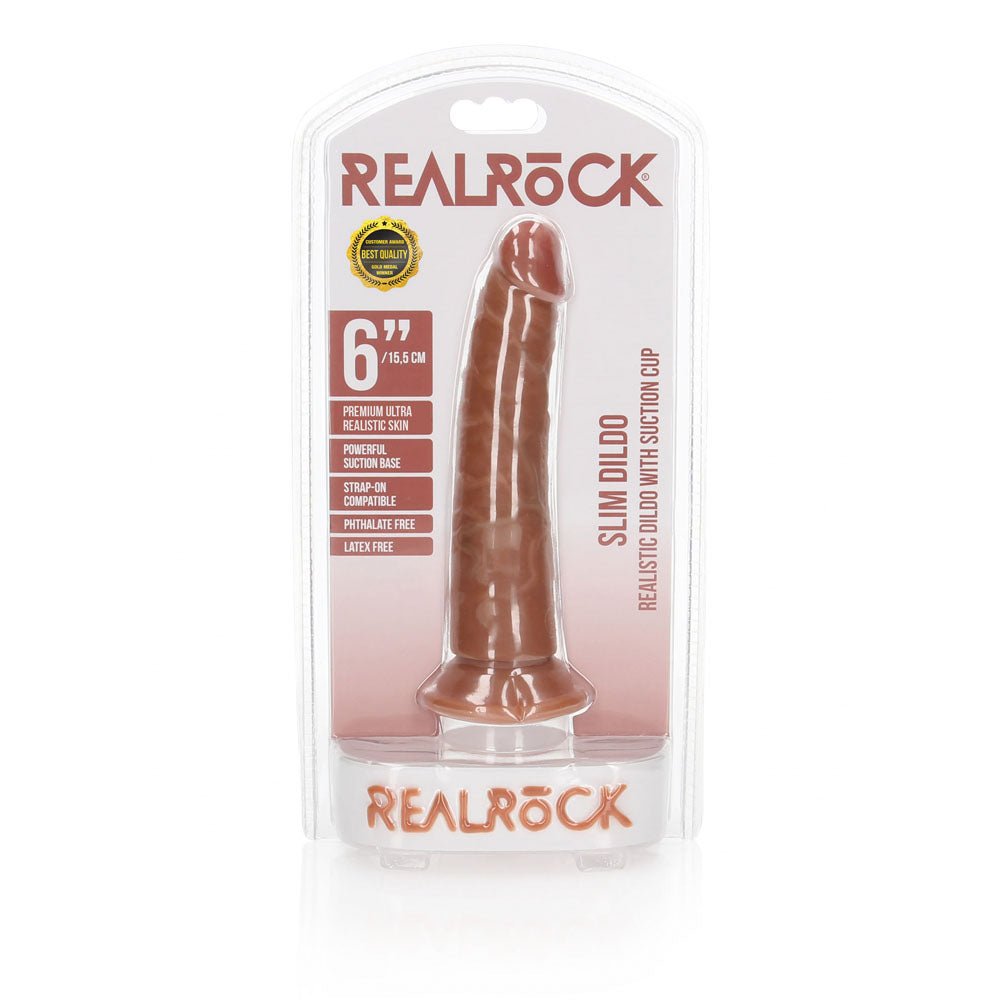 REALROCK Realistic Slim Dildo without Balls - 15.5 cm Tan