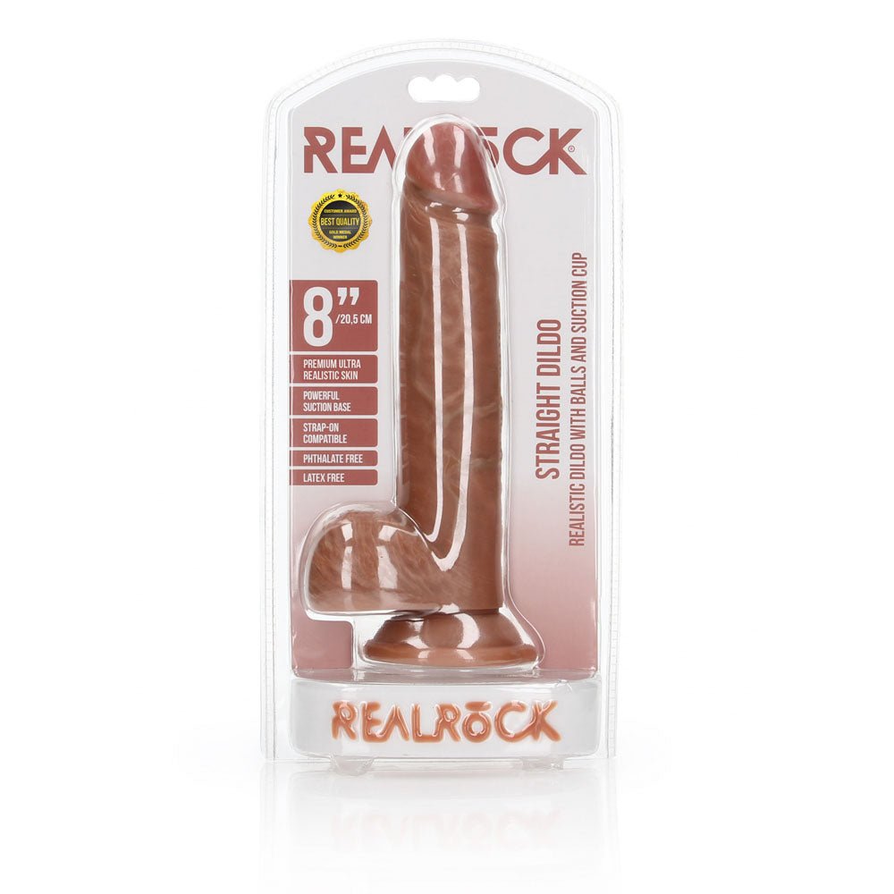 REALROCK Straight Realistic Dildo with Balls - 20.5 cm Tan