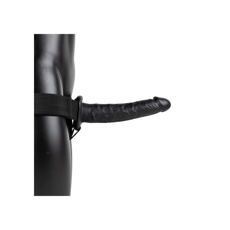 REALROCK Vibrating Hollow Strap - on - 24.5 cm Black - Black 24.5 cm Vibrating Hollow Strap - On