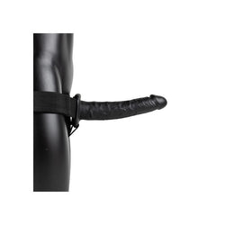 REALROCK Vibrating Hollow Strap-on - 24.5 cm Black - Black 24.5 cm Vibrating Hollow Strap-On