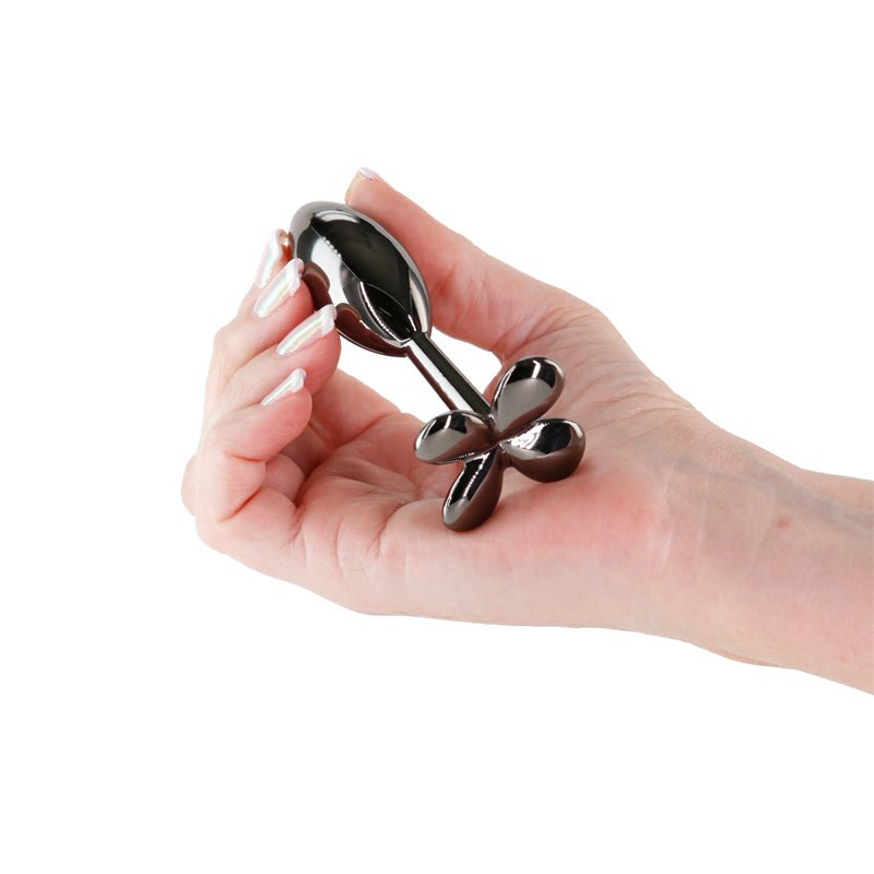 Rear Assets Clover - Gunmetal 9.2 cm Metallic Butt Plug