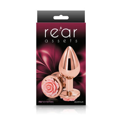 Rear Assets Rose Gold - Medium 8.9 cm with Pink Base Metal Butt Plug