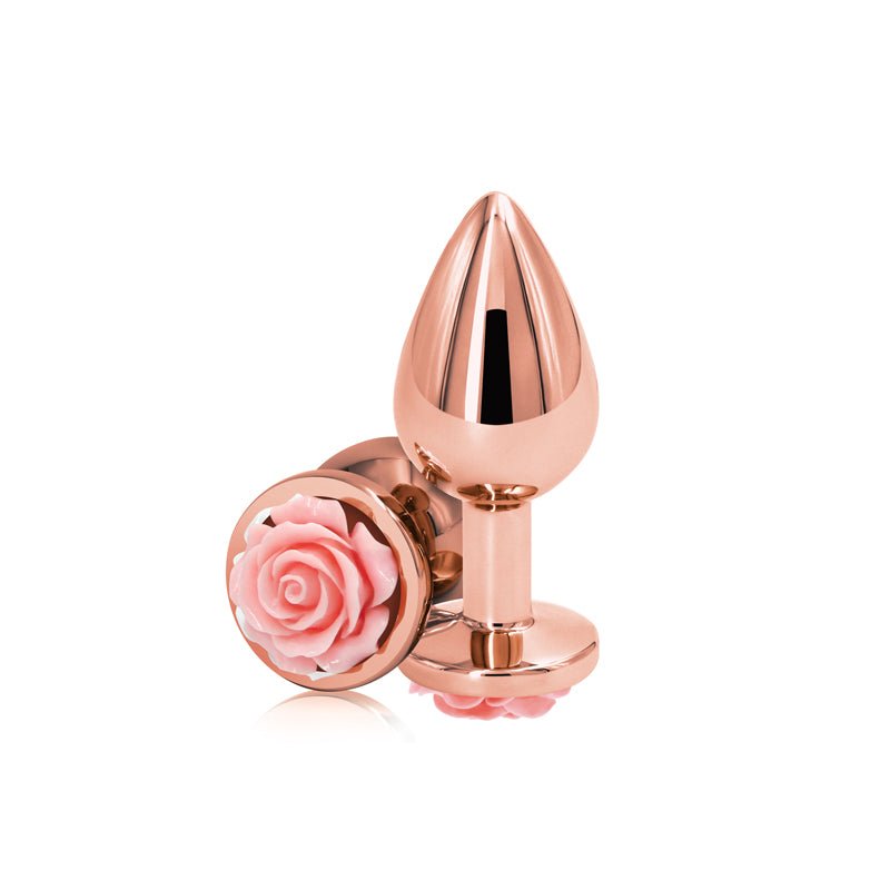 Rear Assets Rose Gold - Medium 8.9 cm with Pink Base Metal Butt Plug