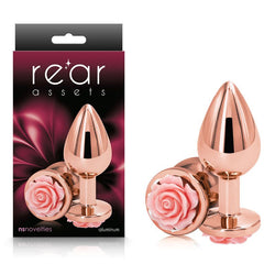 Rear Assets Rose Gold - Medium 8.9 cm with Pink Base Metal Butt Plug