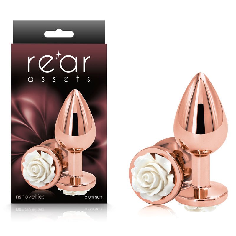 Rear Assets Rose Gold - Medium 8.9 cm with White Rose Base