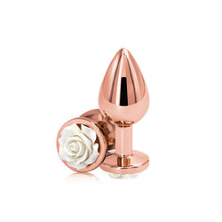 Rear Assets Rose - Medium Rose Gold 8.9 cm with White Rose Base