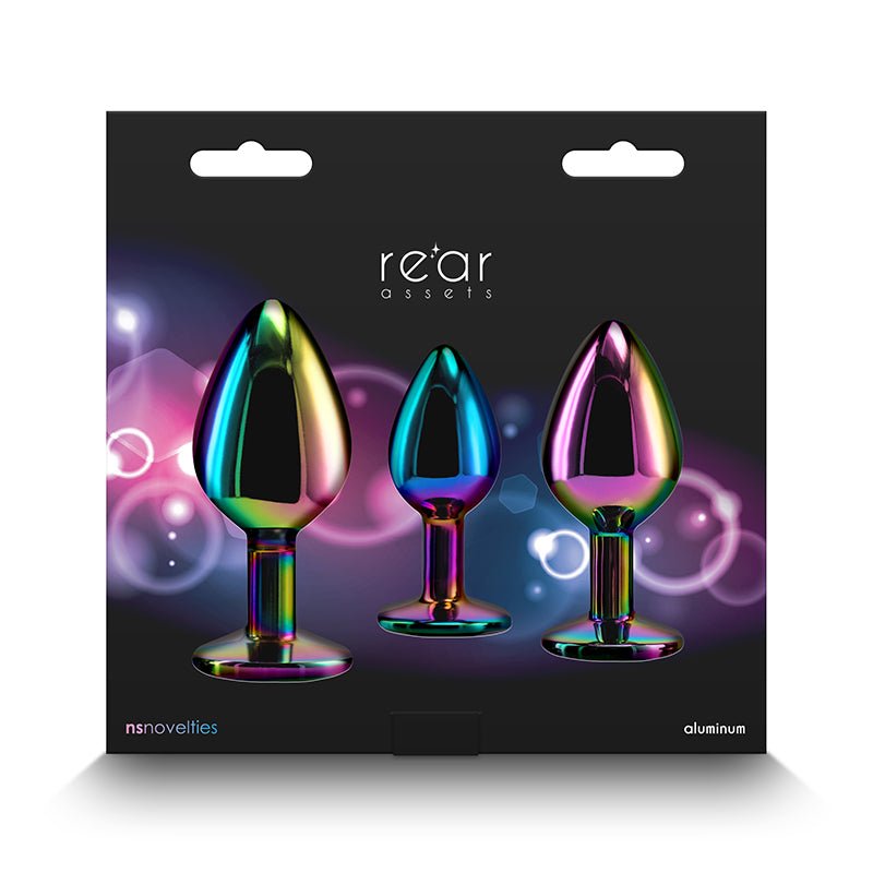 Rear Assets Trainer Kit - Multicolour - Rainbow - Multi Metallic Butt Plugs with Rainbow Gems - Set of 3 Sizes