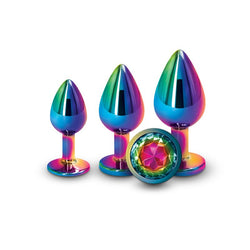 Rear Assets Trainer Kit - Multicolour - Rainbow - Multi Metallic Butt Plugs with Rainbow Gems - Set of 3 Sizes