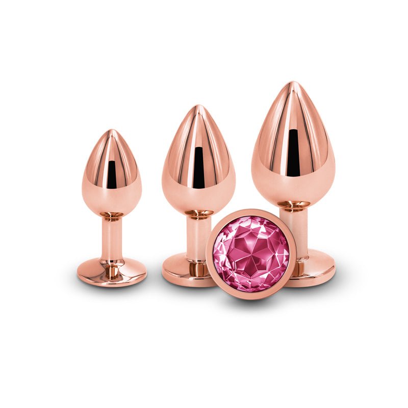 Rear Assets Trainer Kit - - Pink - Metallic Butt Plugs with Pink Gems - Set of 3 Sizes