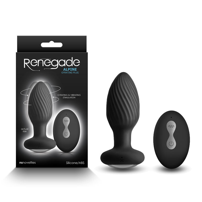 Renegade Alpine - Black - Black 9.8 cm USB Rechargeable Vibrating Butt Plug with Remote