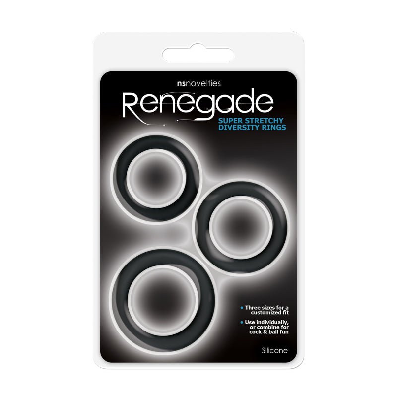 Renegade Diversity Rings Black Cock Rings - Set of 3 Sizes