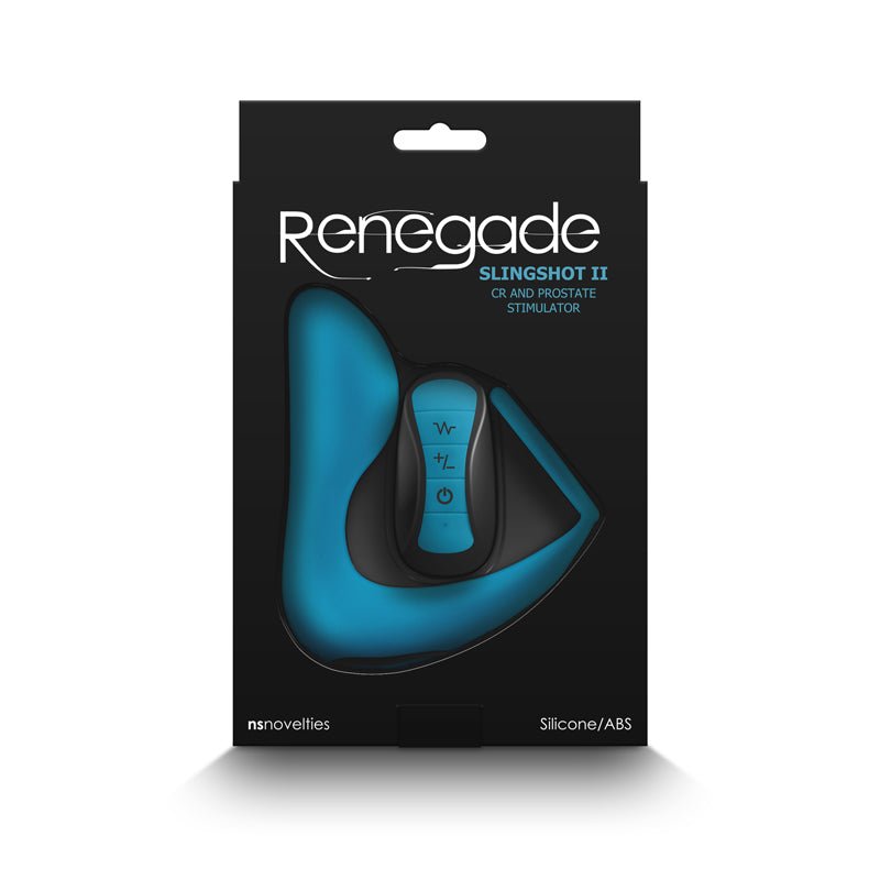 Renegade Slingshot II - Teal - Teal USB Rechargeable Anal Plug with Cock Ring & Remote