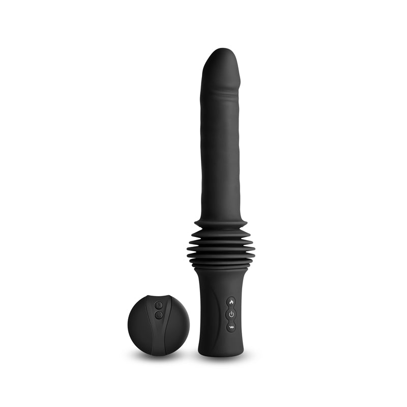 Renegade Super Stroker - Black 36.8 cm Thrusting Vibrator with Remote Control & Stand