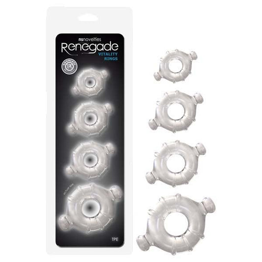 Renegade Vitality Rings - Cock Rings - Clear Set of 4 Sizes