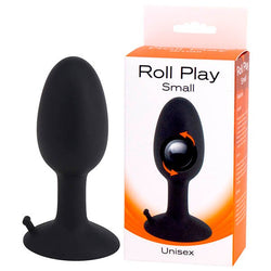 Roll Play Black Small 8 cm Butt Plug with Internal Ball